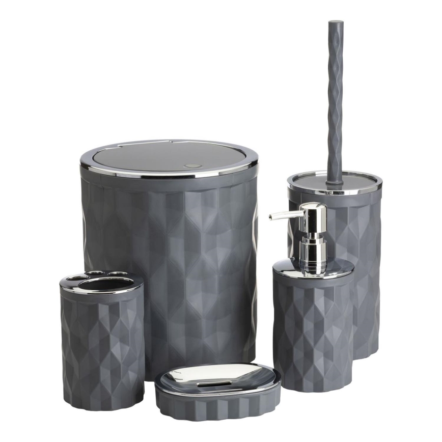Conjunto para casa de banho REINA 5 unid. antracite/cromado brilhante