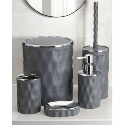Conjunto para casa de banho REINA 5 unid. antracite/cromado brilhante