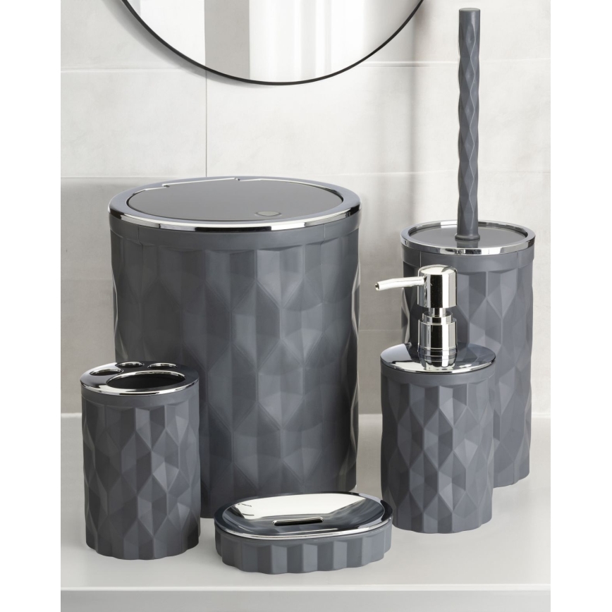 Conjunto para casa de banho REINA 5 unid. antracite/cromado brilhante