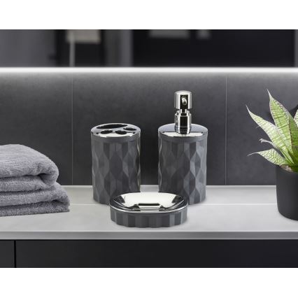 Conjunto para casa de banho REINA 5 unid. antracite/cromado brilhante