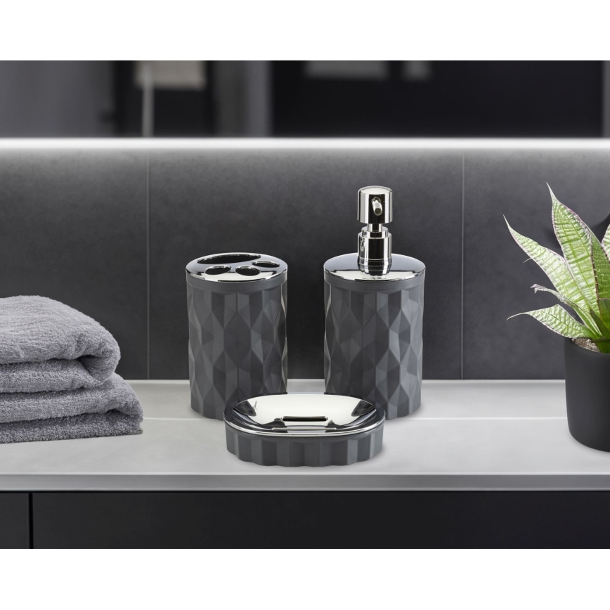 Conjunto para casa de banho REINA 5 unid. antracite/cromado brilhante
