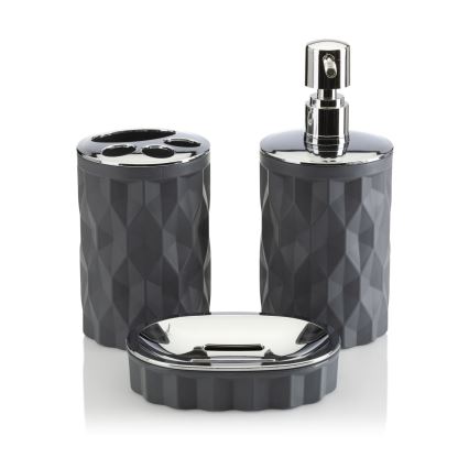 Conjunto para casa de banho REINA 5 unid. antracite/cromado brilhante