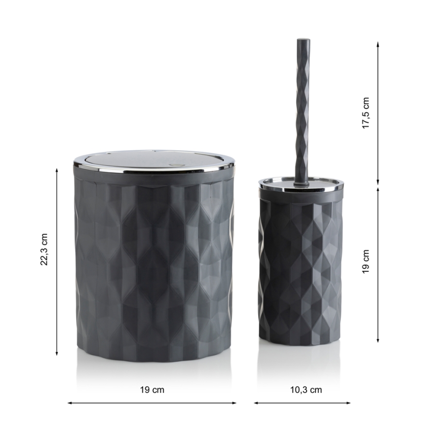 Conjunto para casa de banho REINA 5 unid. antracite/cromado brilhante