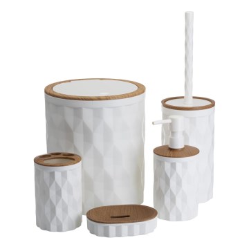 Conjunto para casa de banho REINA 5 unid. branco/castanho
