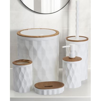 Conjunto para casa de banho REINA 5 unid. branco/castanho