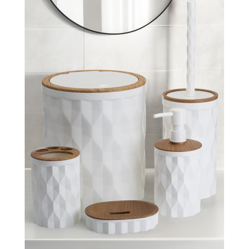 Conjunto para casa de banho REINA 5 unid. branco/castanho