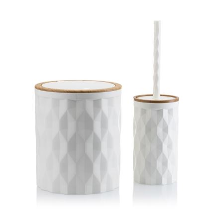 Conjunto para casa de banho REINA 5 unid. branco/castanho