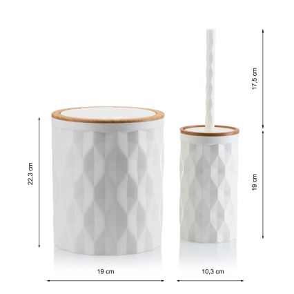 Conjunto para casa de banho REINA 5 unid. branco/castanho