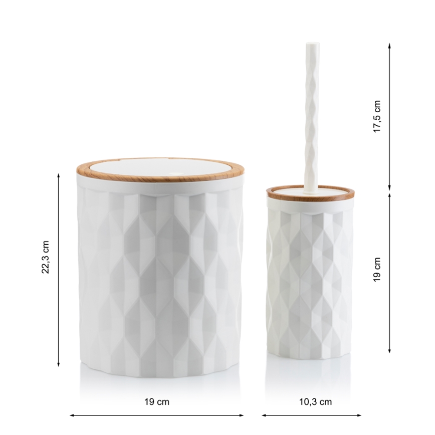 Conjunto para casa de banho REINA 5 unid. branco/castanho