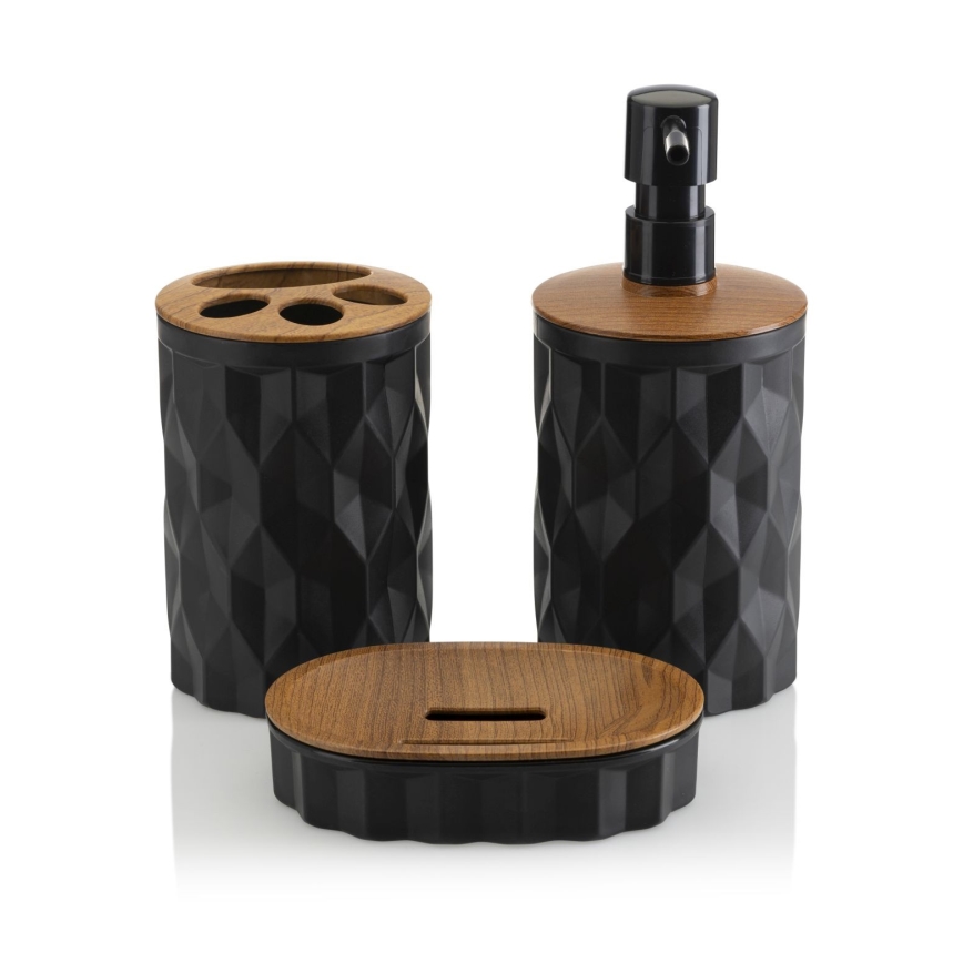 Conjunto para casa de banho REINA 5 unid. preto/castanho