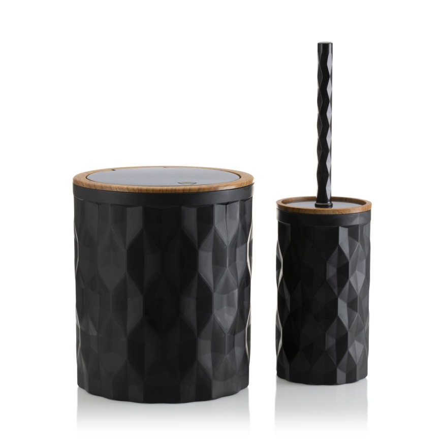 Conjunto para casa de banho REINA 5 unid. preto/castanho