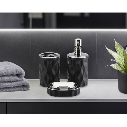 Conjunto para casa de banho REINA 5 unid. preto/cromado brilhante
