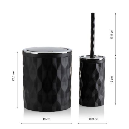 Conjunto para casa de banho REINA 5 unid. preto/cromado brilhante