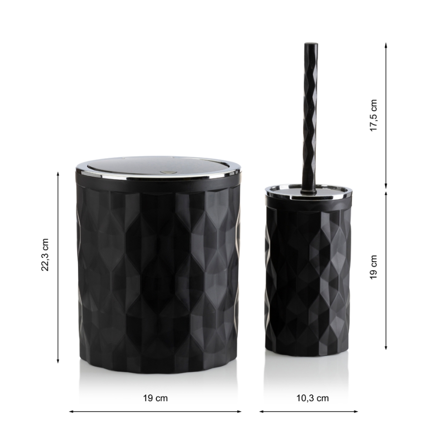 Conjunto para casa de banho REINA 5 unid. preto/cromado brilhante