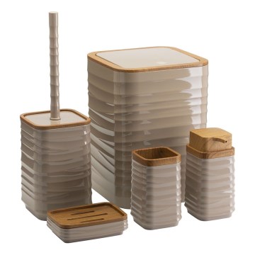 Conjunto para casa de banho WAVE 5 unid. bege/castanho