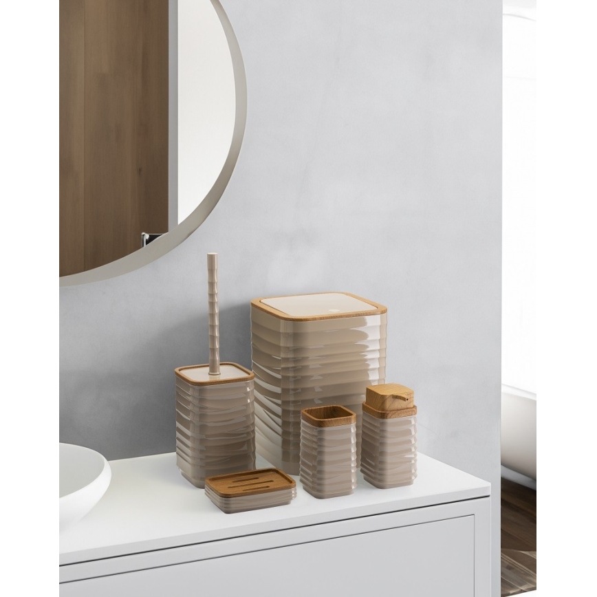 Conjunto para casa de banho WAVE 5 unid. bege/castanho