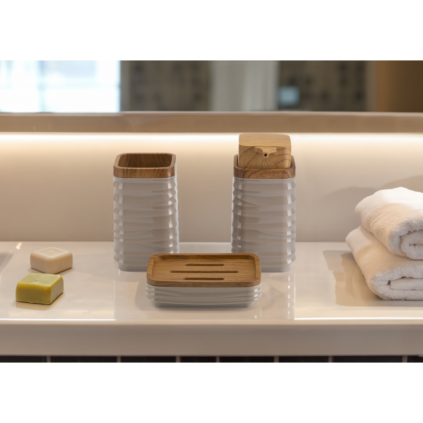 Conjunto para casa de banho WAVE 5 unid. bege/castanho