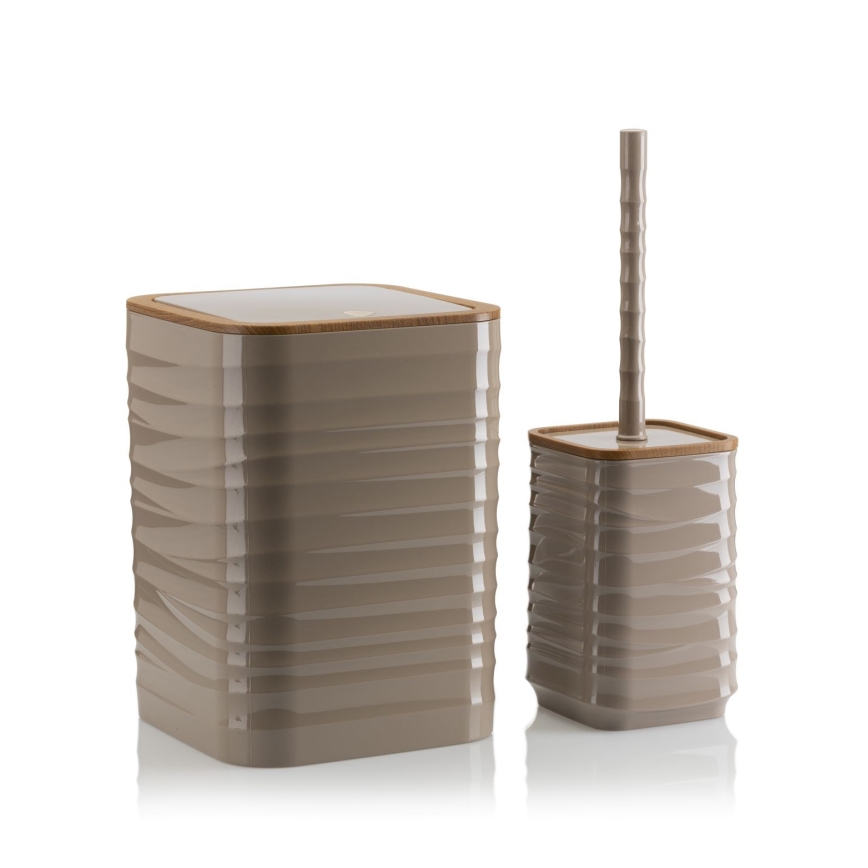 Conjunto para casa de banho WAVE 5 unid. bege/castanho