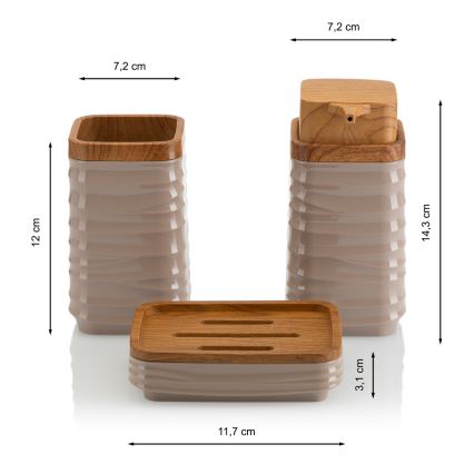 Conjunto para casa de banho WAVE 5 unid. bege/castanho