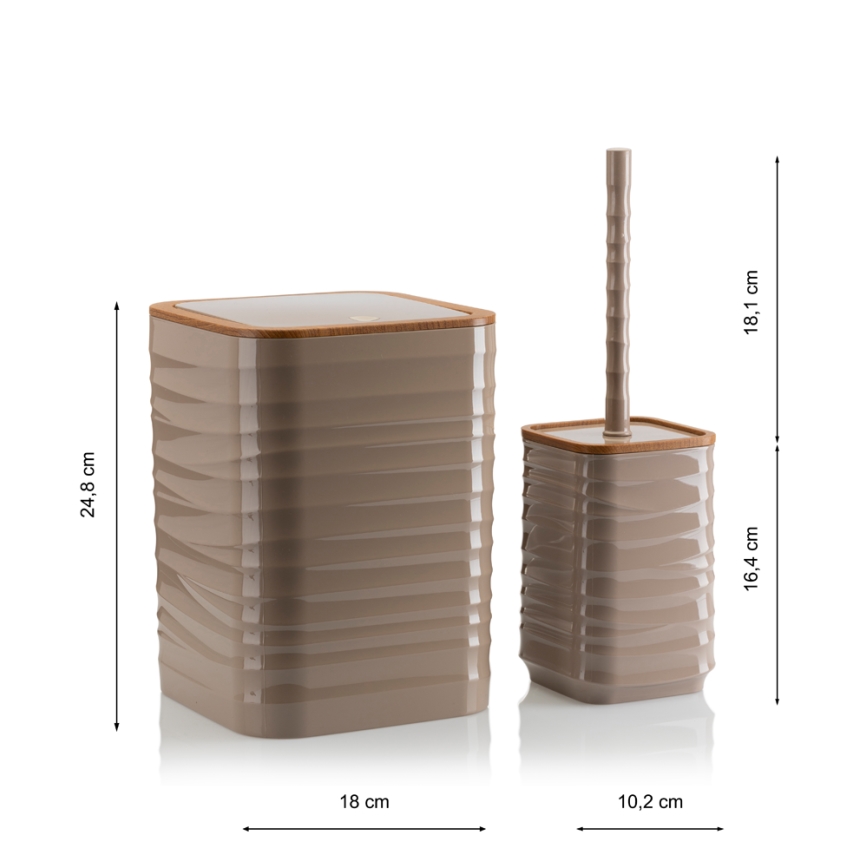 Conjunto para casa de banho WAVE 5 unid. bege/castanho
