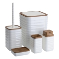 Conjunto para casa de banho WAVE 5 unid. branco/castanho