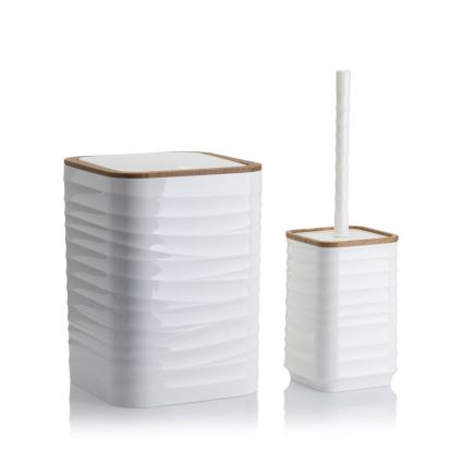 Conjunto para casa de banho WAVE 5 unid. branco/castanho