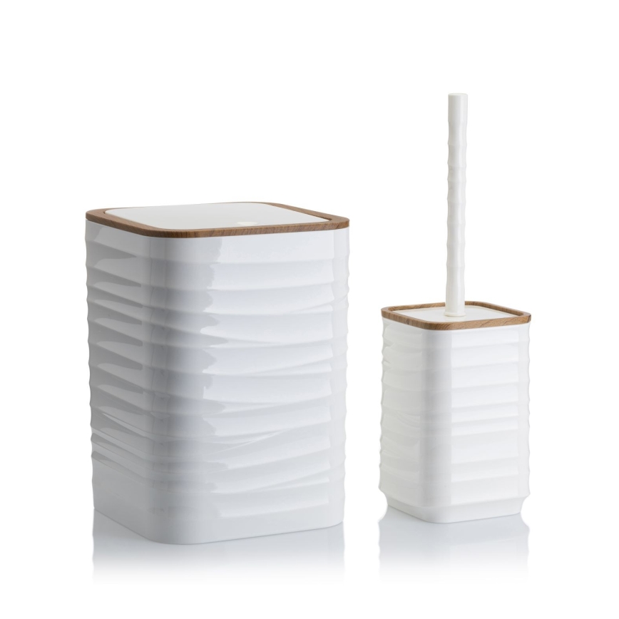 Conjunto para casa de banho WAVE 5 unid. branco/castanho