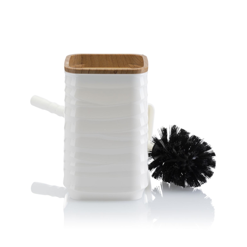 Conjunto para casa de banho WAVE 5 unid. branco/castanho