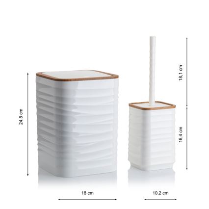 Conjunto para casa de banho WAVE 5 unid. branco/castanho