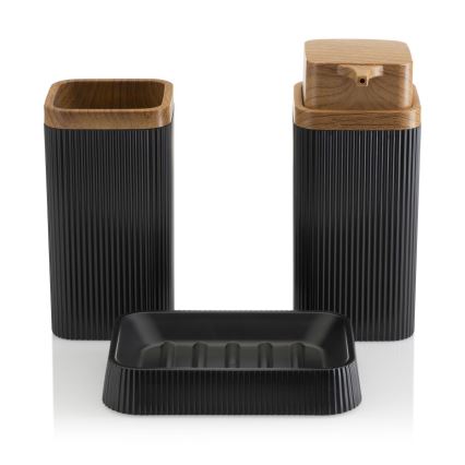 Conjunto para casa de banho ZOYA 5 unid. preto/castanho