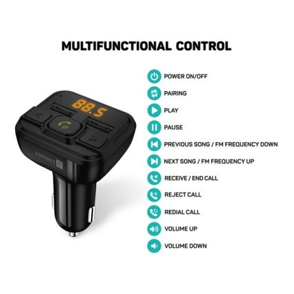 CONNECT IT CCC-8600-BK - Transmissor FM para automóveis com função mãos-livres preto