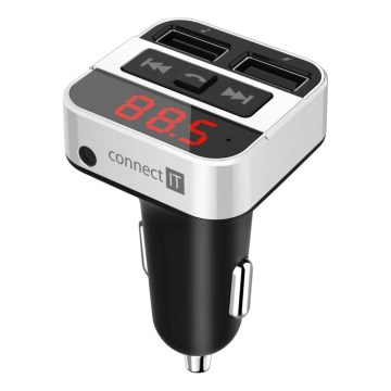 CONNECT IT CCC-8800-SL - Transmissor FM para automóveis com função mãos-livres preto/prateado