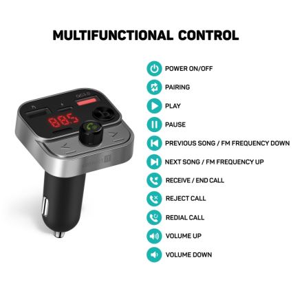 CONNECT IT CCC-8900-AN - Transmissor FM para carro com função handsfree preto/prateado