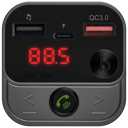 CONNECT IT CCC-8900-AN - Transmissor FM para carro com função handsfree preto/prateado
