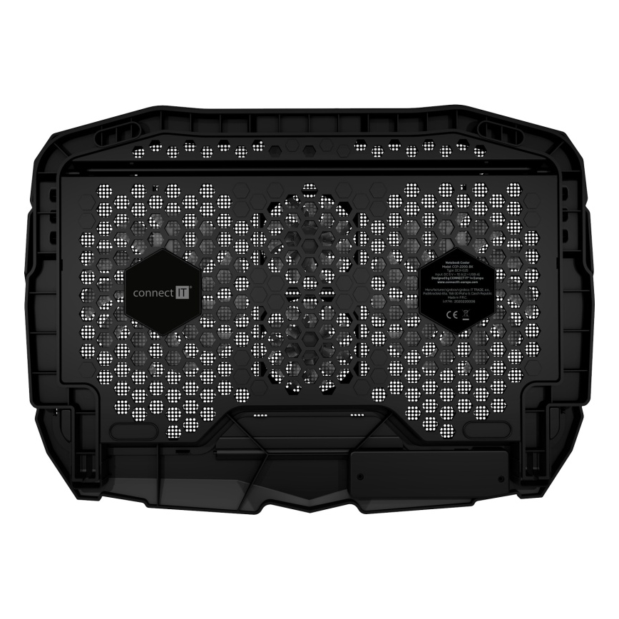 CONNECT IT CCP-2200-BK - Tapete de arrefecimento para computador portátil 4x ventoinha 2xUSB preto/azul