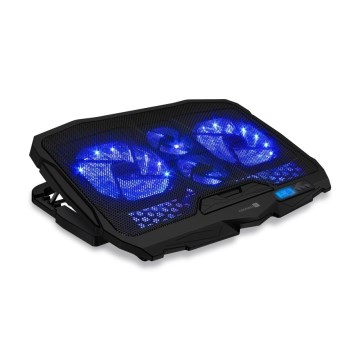 CONNECT IT CCP-2200-BK - Tapete de arrefecimento para computador portátil 4x ventoinhas 2xUSB preto//azul