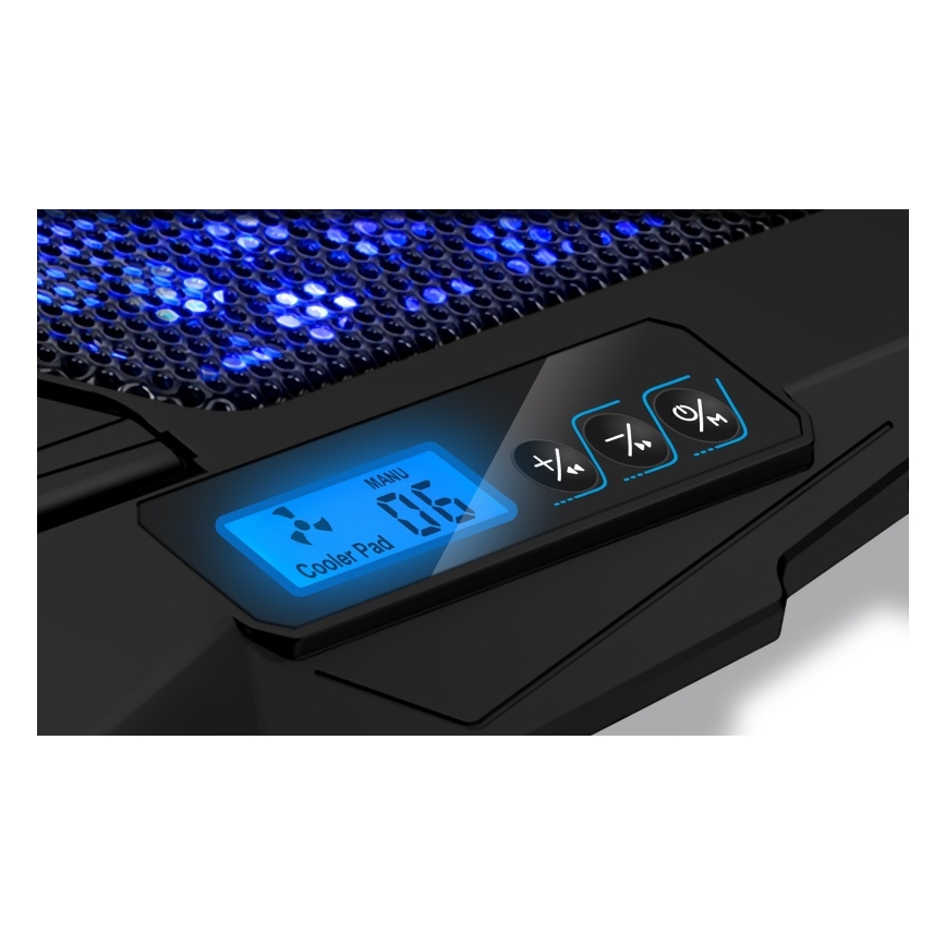 CONNECT IT CCP-2200-BK - Tapete de arrefecimento para computador portátil 4x ventoinhas 2xUSB preto//azul