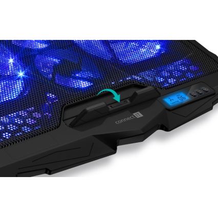 CONNECT IT CCP-2200-BK - Tapete de arrefecimento para computador portátil 4x ventoinhas 2xUSB preto//azul