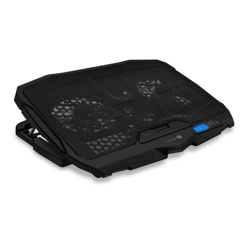 CONNECT IT CCP-2200-BK - Tapete de arrefecimento para computador portátil 4x ventoinhas 2xUSB preto//azul