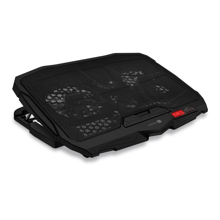 CONNECT IT CCP-2200-RD - Tapete de arrefecimento para computador portátil 4x ventoinha 2xUSB preto/vermelho