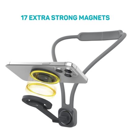 CONNECT IT CFF-6020-GY - Suporte de pescoço magnético flexível para telemóvel MagSafe