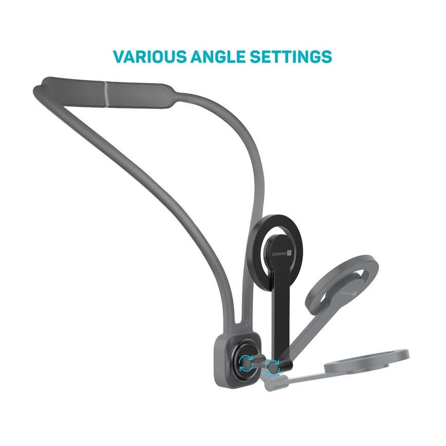 CONNECT IT CFF-6020-GY - Suporte de pescoço magnético flexível para telemóvel MagSafe