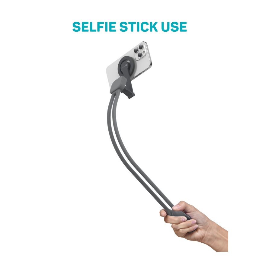 CONNECT IT CFF-6020-GY - Suporte de pescoço magnético flexível para telemóvel MagSafe