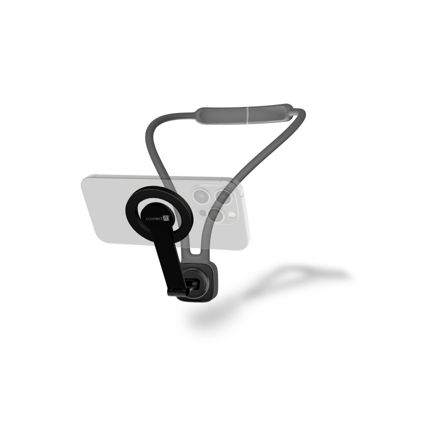 CONNECT IT CFF-6020-GY - Suporte de pescoço magnético flexível para telemóvel MagSafe