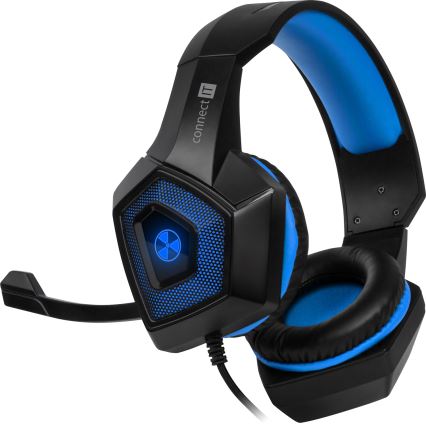 CONNECT IT CHP-5500-BL - Auscultadores LED com fios gaming com microfone preto/azul