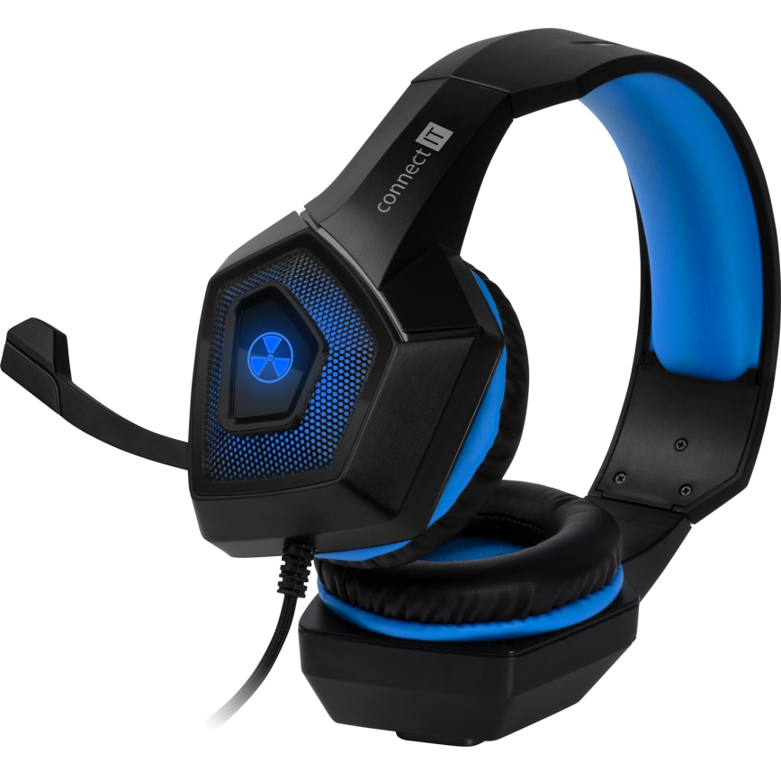 CONNECT IT CHP-5500-BL - Auscultadores LED com fios gaming com microfone preto/azul