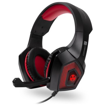 CONNECT IT CHP-5500-RD - Auscultadores LED com fios gaming com microfone preto/vermelho