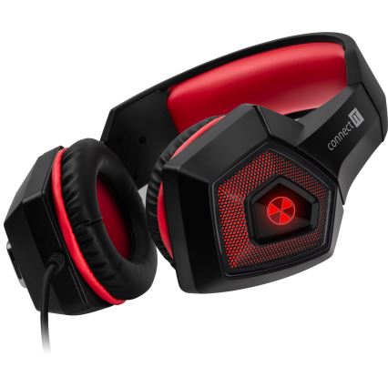 CONNECT IT CHP-5500-RD - Auscultadores LED com fios gaming com microfone preto/vermelho