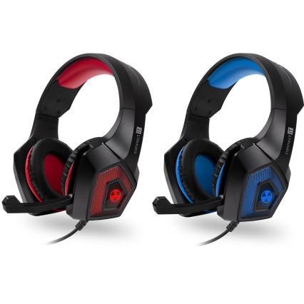 CONNECT IT CHP-5500-RD - Auscultadores LED com fios gaming com microfone preto/vermelho