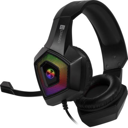 CONNECT IT CHP-5600-BK - Auscultadores LED RGB com fios gaming com microfone preto